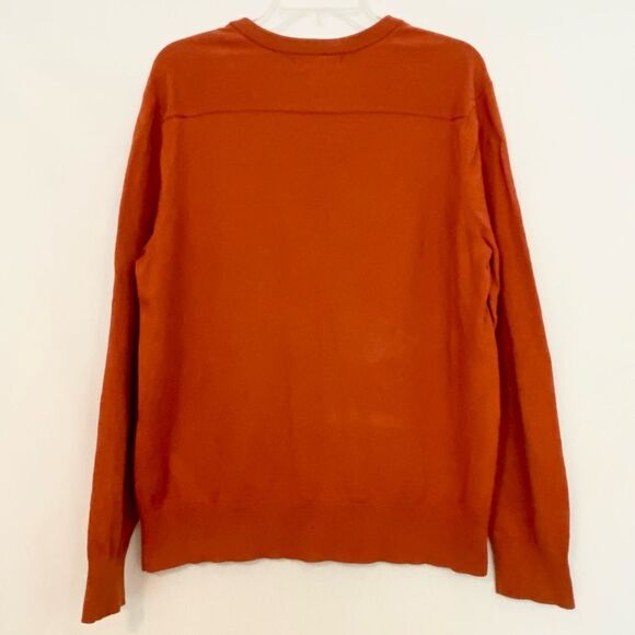 Banana Republic cotton cashmere orange v-neck sweater. Size Large - Picture 7 of 8